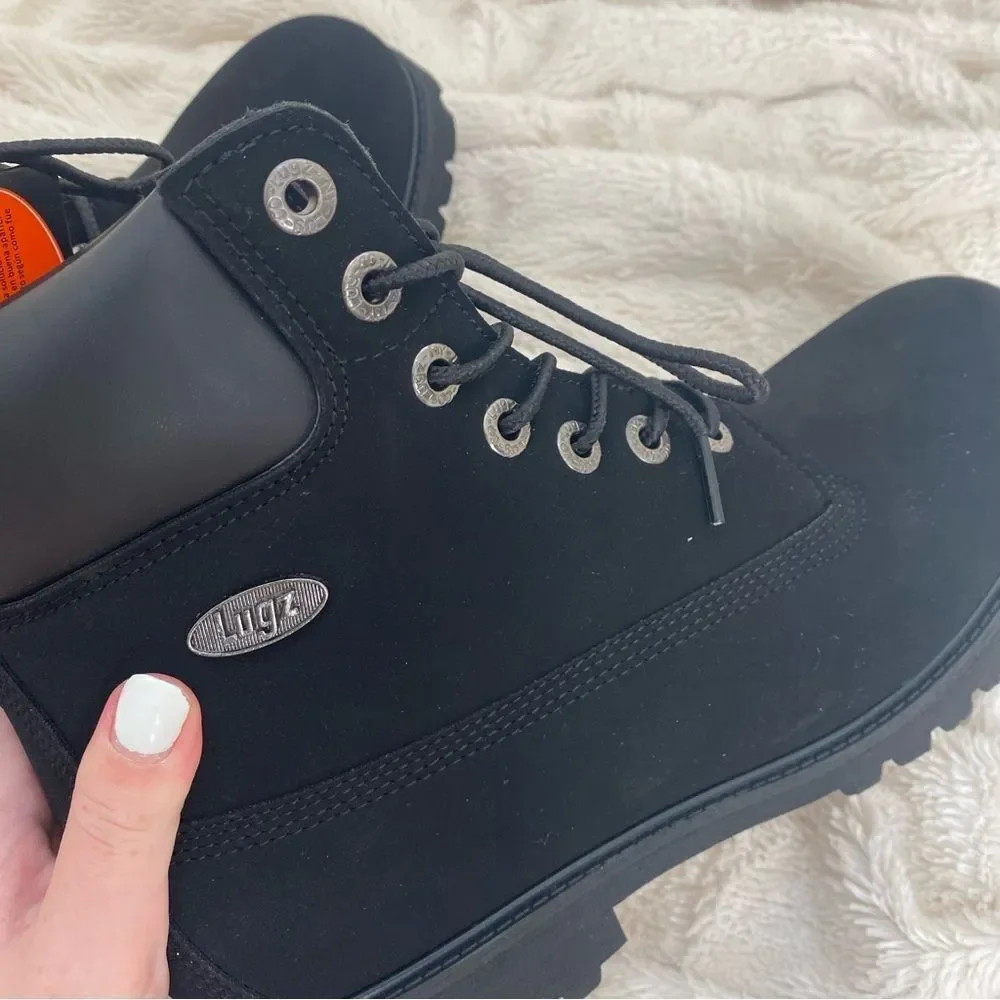 NIB Lugz Convoy Fleece 6-Inch lace-up Boot black NEVER WORN